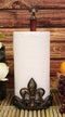 Ebros Rustic Vintage Fleur De Lis With French Fleury Cross Paper Towel Holder Set Of 2