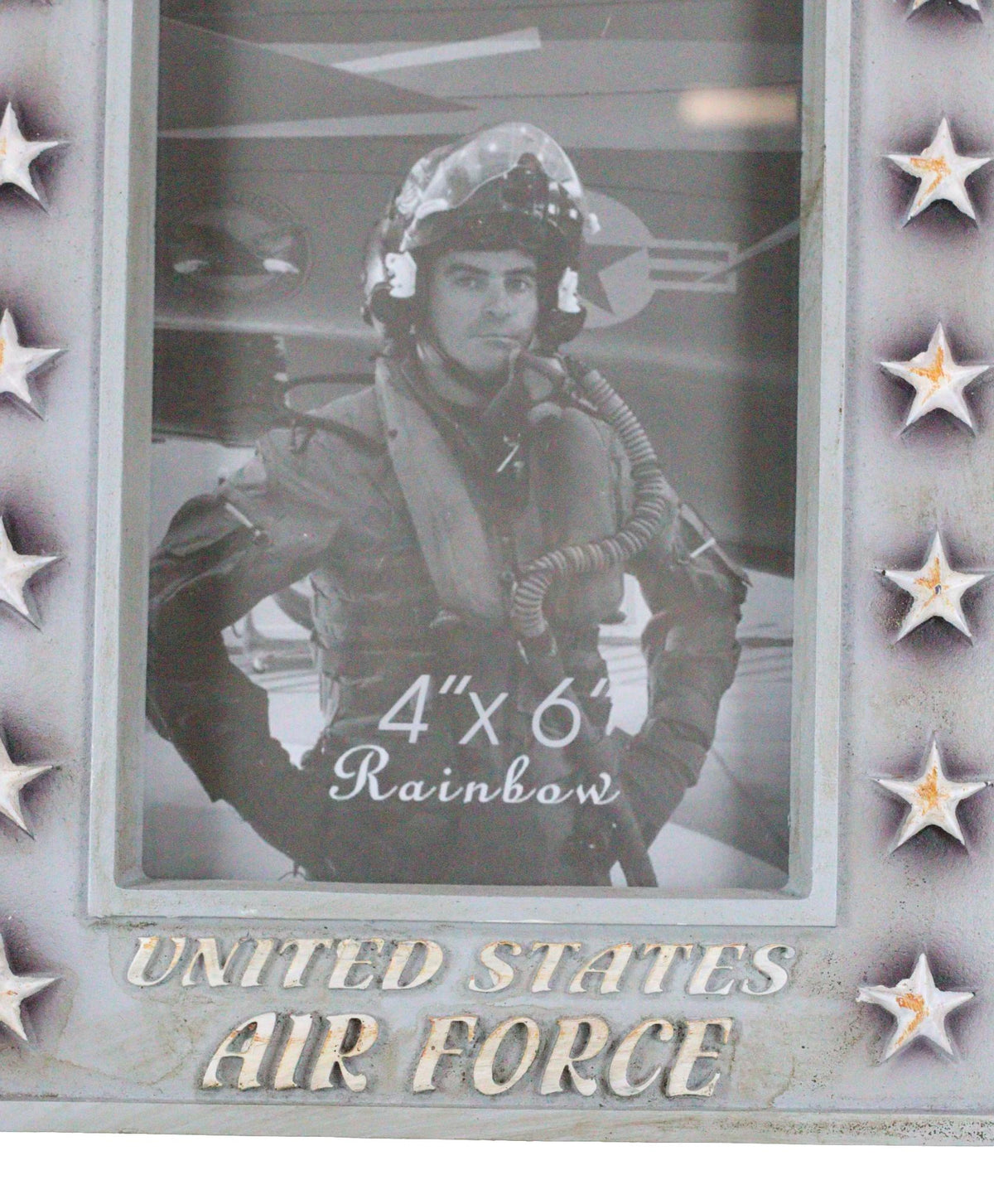 Patriotic United States Air Force Eagle Rank Stars Memorial 4"x6" Picture Frame