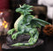 Ebros Green Unicorn Horned Dragon On Rock Figurine 5" Tall Fantasy Decor