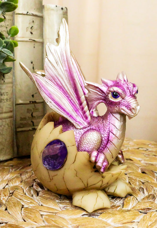February  Birthstone Dragon Egg Statue Blue Sapphire February Gem Dragon Decor - Ebros Gift
