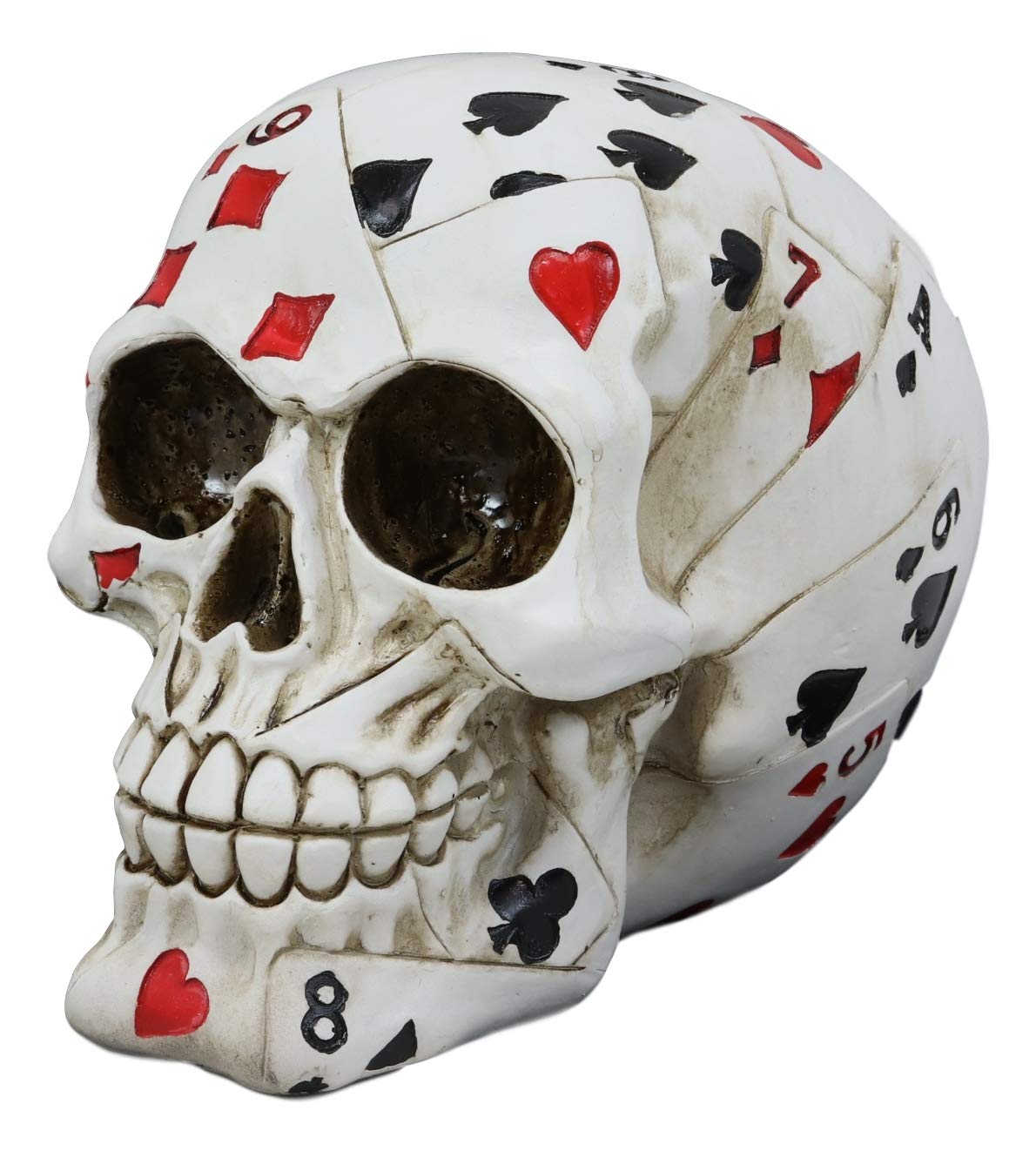 Ebros Gambling Poker Cards Casino Royale Skull Figurine Halloween Sugar Skulls Statue - Ebros Gift