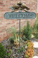 Ebros Pair Of Lovebirds Welcome Sign Garden Greeter Aluminum Pole Stake 51" Tall