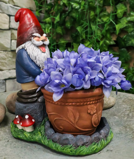 Whimsical Garden Naughty Gnome Pants Butt Down Peeing Planter Vase Pot Statue - Ebros Gift