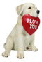 Labrador Puppy Dog Biting Red Heart I Love You Sign Figurine Pet Pal Animal Art