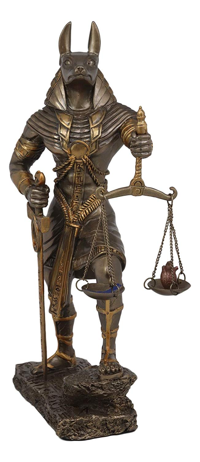 God Anubis with Scales of Justice Statue Figurine 10" Tall (Faux Bronze Resin) - Ebros Gift