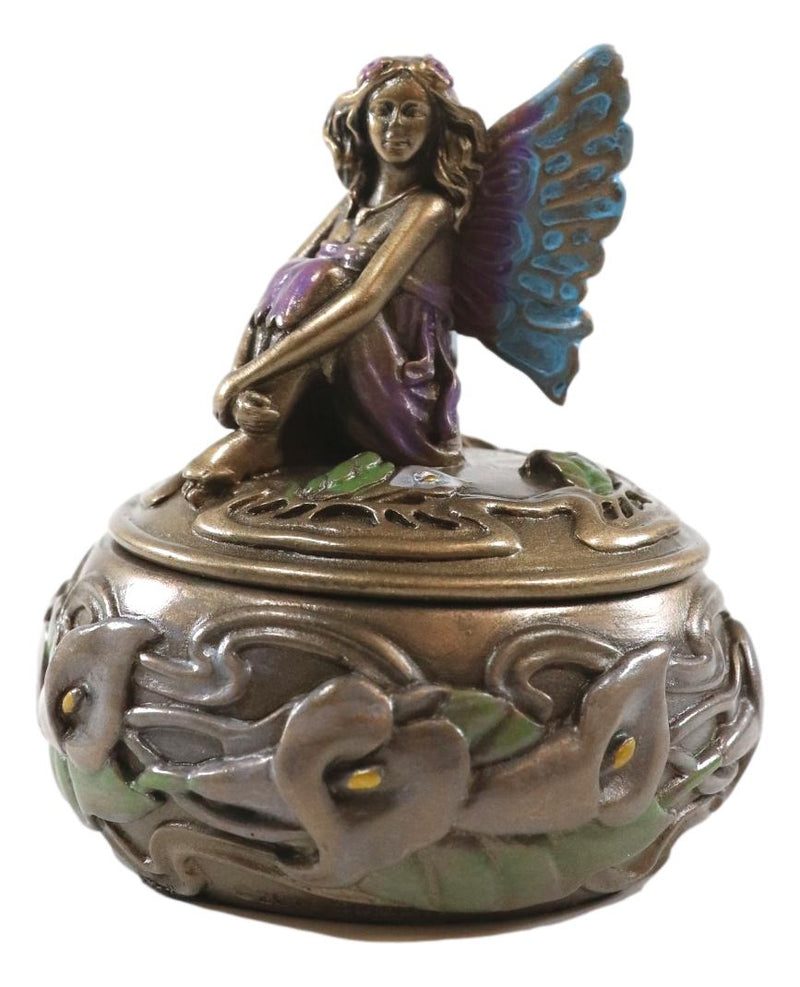 Ebros Calla Pond Lily Beautiful Fairy Fae Round Jewelry Box Wishing Well Hope Afar