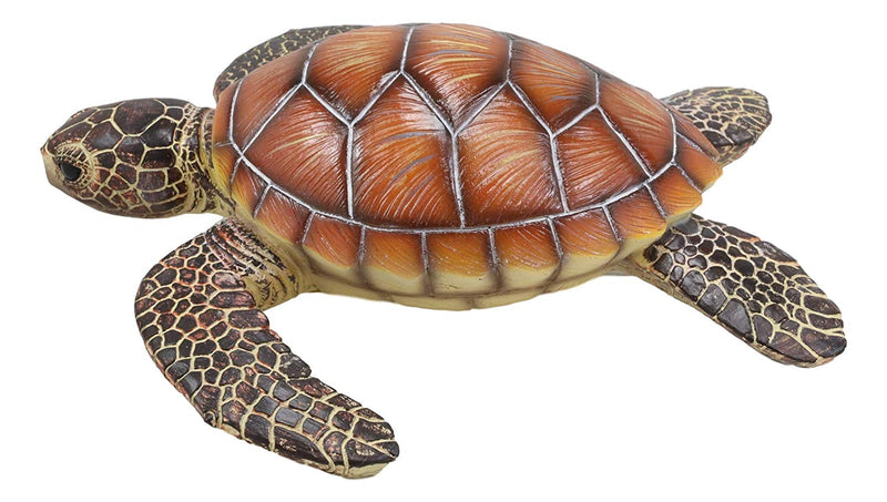 Ebros Coastal Swimming Brown Sea Turtle Wall Decor Hanging Plaque 11.25" Long