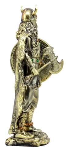 Ebros Gift Nordic Seafarer Viking Bull Berserker Warrior with Battle Axe and Broad Shield Figurine 13.5" H