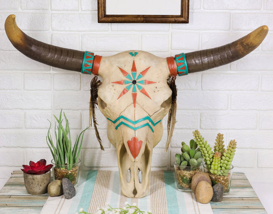 Ebros Large Navajo Native Spirit Dreamcatcher Buffalo Bull Cow Skull Head Wall Decor