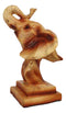 Small Safari Wildlife Elephant Bust With Trunk Up Faux Wood Carving Figurine