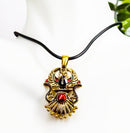 Ebros Egyptian Winged Scarab Dual Cobra Head Ankh Necklace Pendant Jewelry