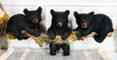 Rustic Western Forest Black Bear Cubs Frolic Dangling On Tree Branch Wall Decor