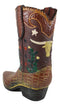 Rustic Western Texas Longhorn Faux Crocodile Prints Cowboy Boot Vase Figurine