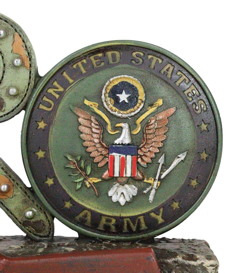 Rustic Patriotic Hero Word Art USA Army Eagle Seal Rifle Sign Desktop Plaque