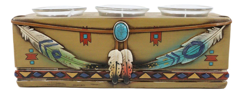 Southwest Indian Navajo Vectors And Feathers Tea Light Votive Candles Holder