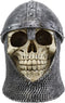 Ebros Medieval Knight Skull with Helmet and Head Coif Statue 6" Long Figurine