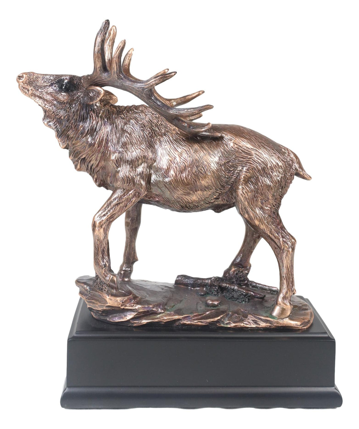 Large Wapiti Bull Elk Deer Rustic Bronze Electroplated Finish Statue With Base - Ebros Gift