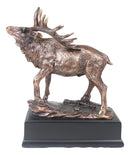 Large Wapiti Bull Elk Deer Rustic Bronze Electroplated Finish Statue With Base
