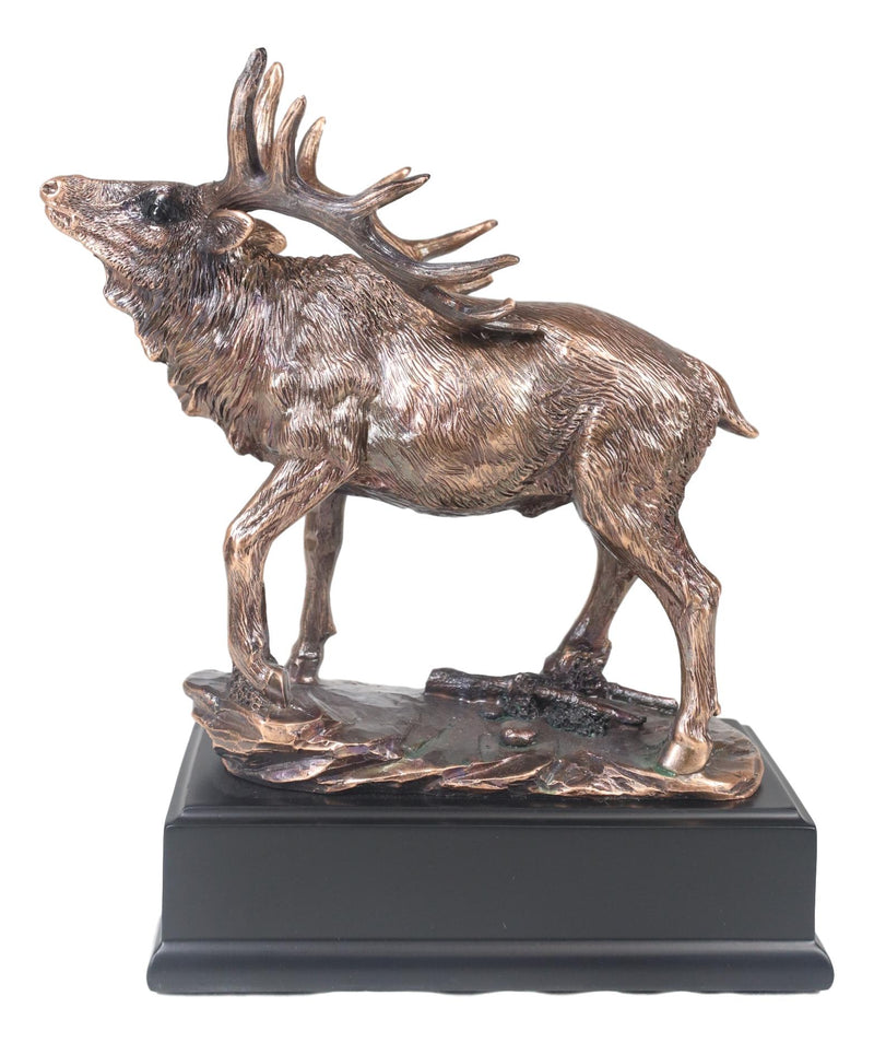 Large Wapiti Bull Elk Deer Rustic Bronze Electroplated Finish Statue With Base