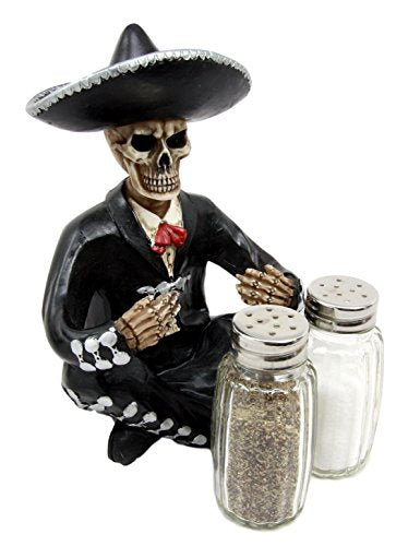Ebros Day of The Dead Skeleton Mariachi Wedding Singer Salt Pepper Shakers