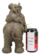 Ebros Wildlife Elephant Father and 2 Calves On Piggyback Playing Statue 10.5" Tall Resin Safari Elephants Family Figurine Sculpture Decor Gifts