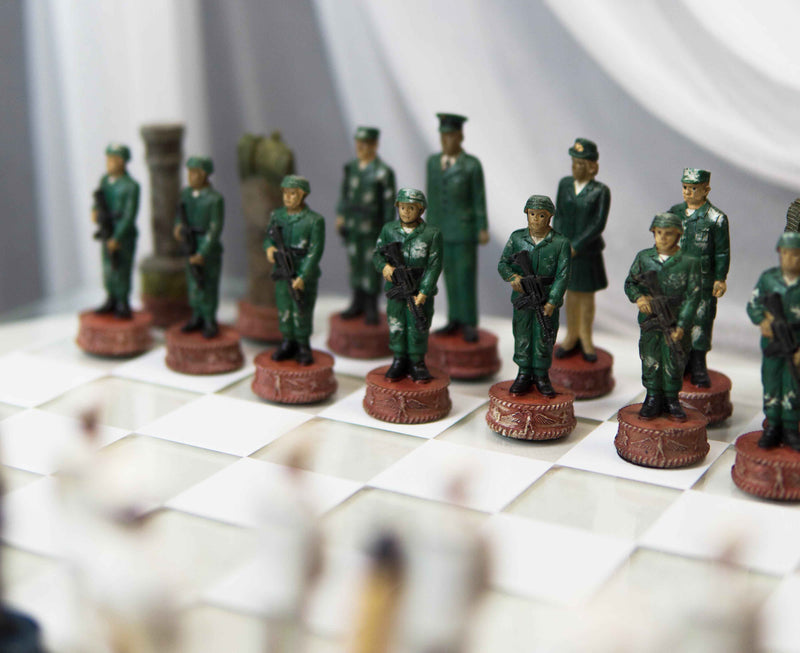 American Military US Army Soldiers VS Navy Sailors Colorful Chess Set With Board