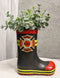 Fire Fighters Fireman Red Black and Yellow Boot Stationery Holder Flower Vase