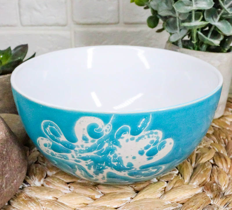 Ebros Pack Of 2 Nautical Ocean Marine Octopus Abstract Blue Bowls 18oz Decor
