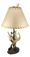 Ebros 26"H Rustic Vintage Design 3 Entwined Antlers And Pine Cones Table Lamp