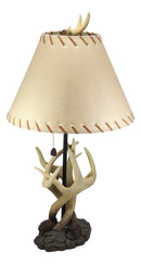 Ebros 26"H Rustic Vintage Design 3 Entwined Antlers And Pine Cones Table Lamp - Ebros Gift
