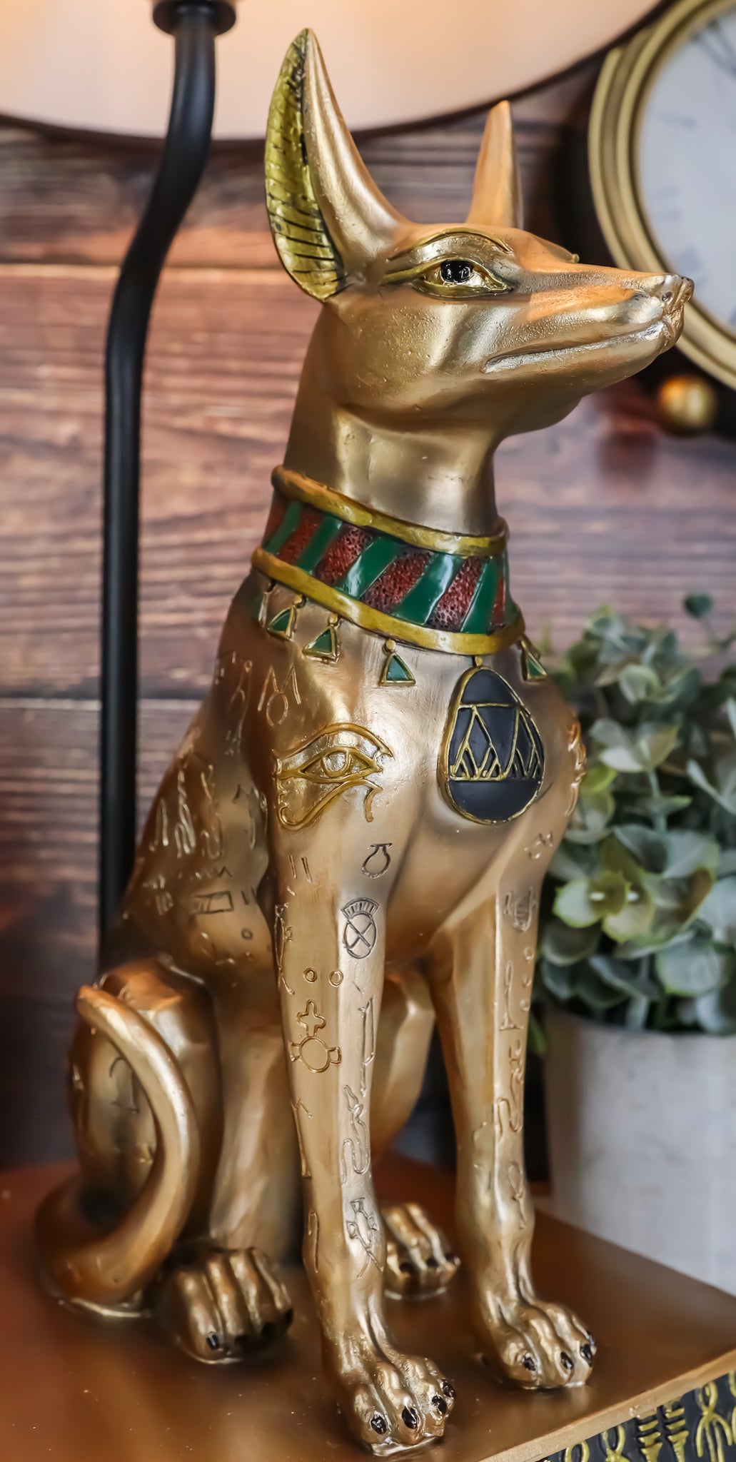 Bronzed Egyptian God Of Afterlife Death And Mummies Anubis Table Lamp Statue