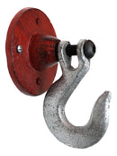 Cast Iron Decorative Tow Style Farmhouse Red Swivel Coat Hat Hook Wall Hanger