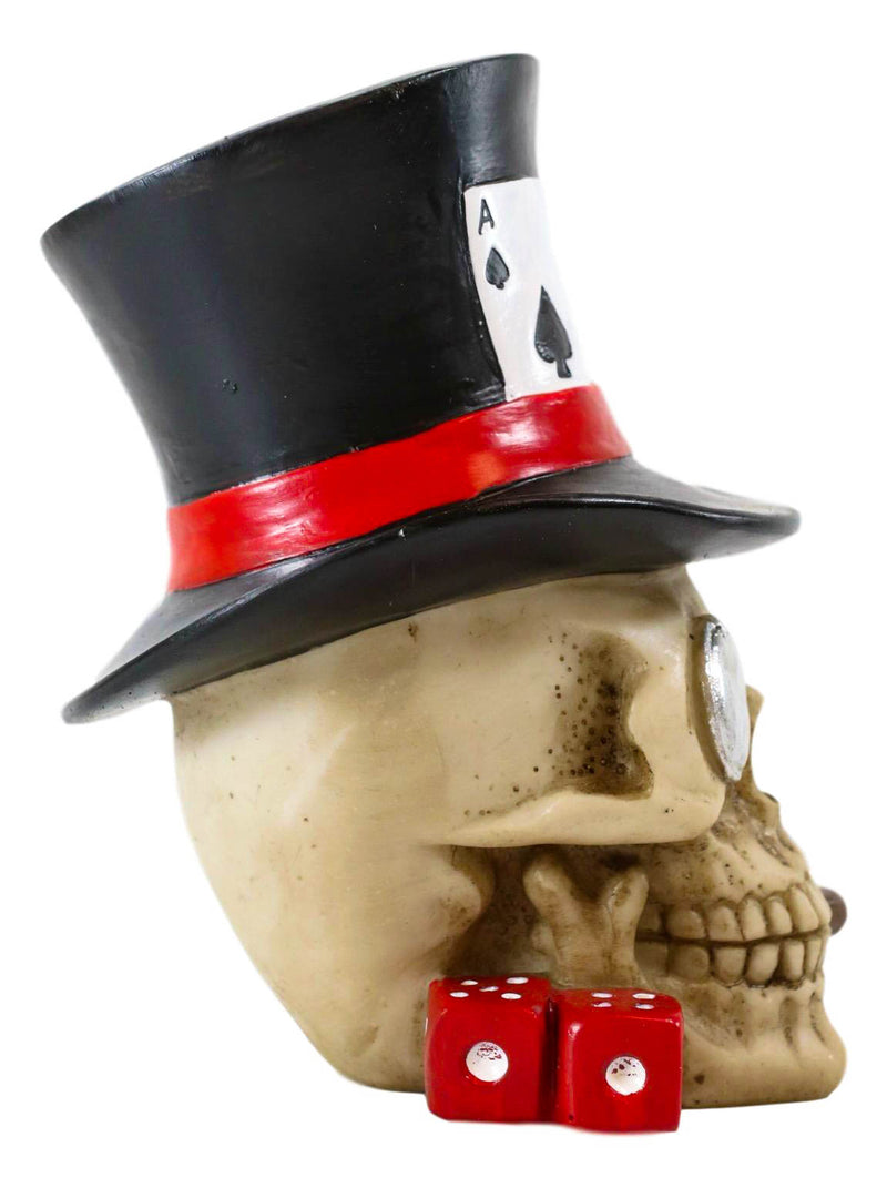 Ebros Casino Royale Poker Cards Dice And Chips Skull With Top Hat Cigar Small Figurine