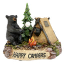 Happy Campers Rustic Black Bear And Cub Roasting Marshmallow By Bonfire Statue