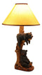 Ebros Rustic Black Bears Napping & Eating Honey Table Lamp Sculpture With Shade