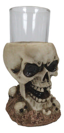 Grinning Giant Skull With Missing Tooth On Skulls Graveyard Shot Glass Shooter