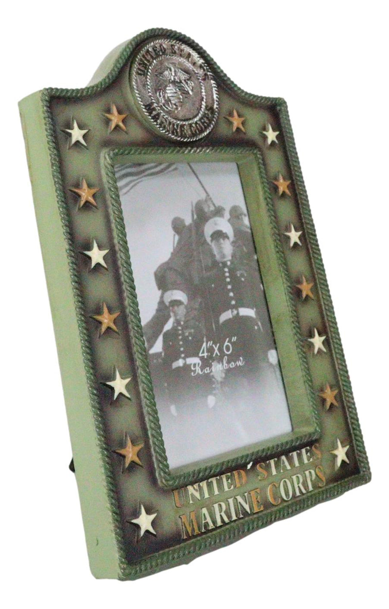 Patriotic United States Marine Eagle Seal Rank Stars Memorial 4x6 Picture Frame