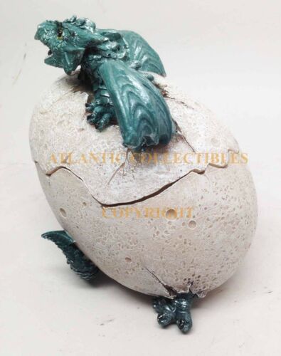 Ebros Fantasy Aqua Dragon Egg Hatchling Decorative Box Figurine 5" Long - Ebros Gift