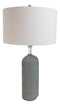 Contemporary Grey Textured Faux Stone Finish Pillar Table Lamp Fabric Shade 26"H