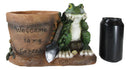 Ebros Green Frog Toad With Shovel And 'Welcome To My Garden' Planter Pot Figurine 10"L