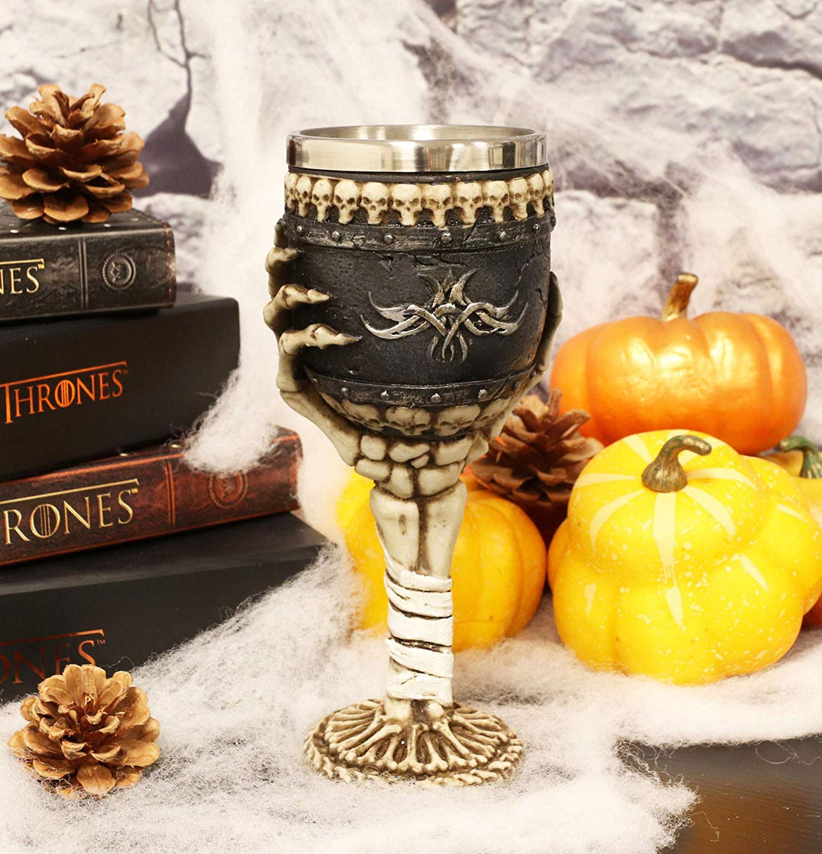 Ebros Skeleton Hand Bones Wine Chalice Goblet 6oz Cup Mummy Grip Of Death - Ebros Gift