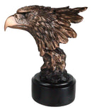 Majestic American Bald Eagle Head Bust Electroplated Bronze Figurine With Base