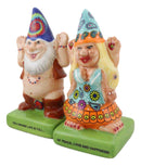 Free Spirit Hippie Mr Gnome And Flower Child Lady Gnomes Salt Pepper Shakers Set