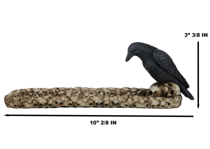 Macabre Raven Crow Perching On Heap Of Skull Incense Burner or Holder