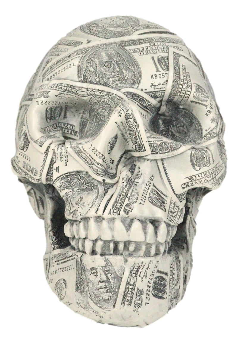 Fortune Lottery Benjamin Franklins Bank C-Note Money Bill Prints Skull Figurine