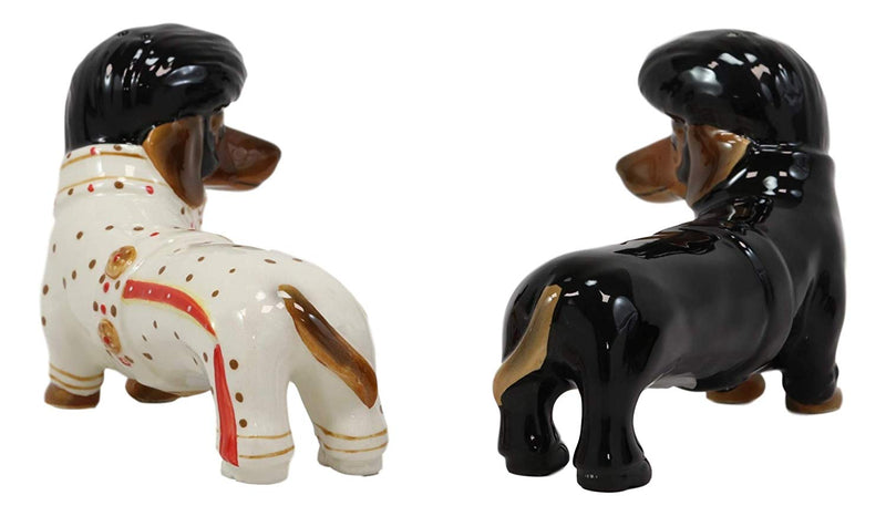 Ebros Doxie Collection King Of Rock And Roll Dachshund Dogs Salt Pepper Shakers Set