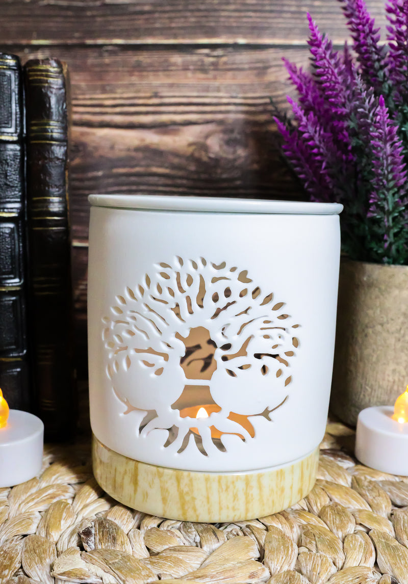 Wicca Celtic Tree Of Life Filigree Cutout Ceramic Votive Candle Oil Tart Warmer