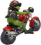 8.5"L Born To Ride Biker Frog Smoking Cigar On Red Chopper Motorcycle Statue