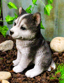 Ebros Lifelike Siberian Husky Sled Dog Puppy Sitting Figurine 6.75"H Animal Pet