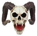 Large Bizarre Demonic Krampus Ram Horned Skull Statue Gothic Figurine Halloween
